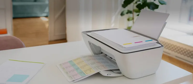 White office inkjet printer on a desk